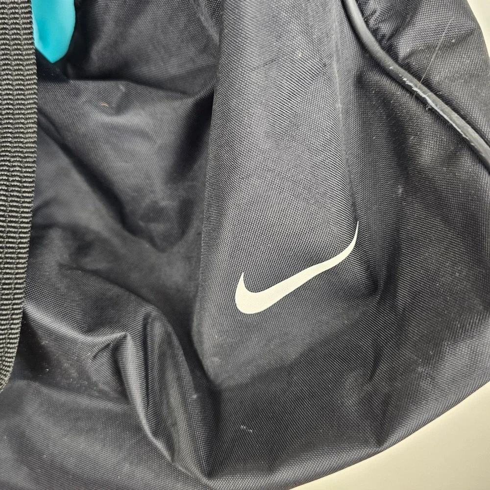 Nike Duffle Bag OS Black Blue Logo Gym Travel Sports Carry On Duffel